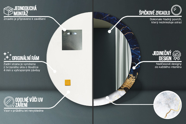 Kerek dísztükör Kék márvány