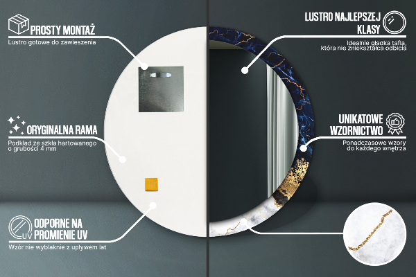 Kerek dísztükör Kék márvány