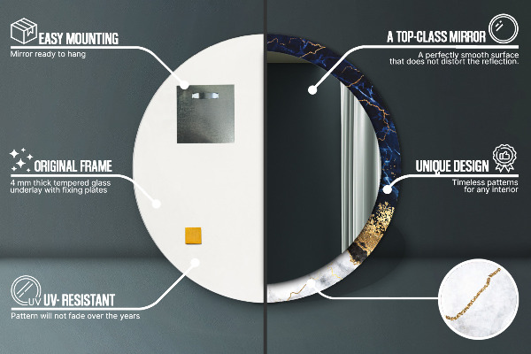 Kerek dísztükör Kék márvány