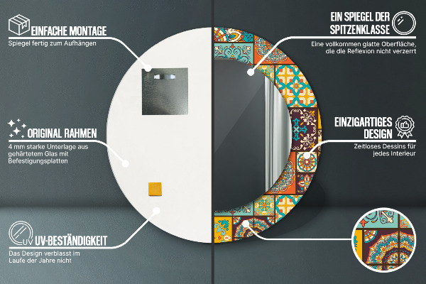 Kerek tükör fali dísz Arab minta