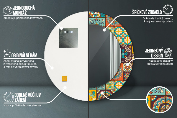 Kerek tükör fali dísz Arab minta