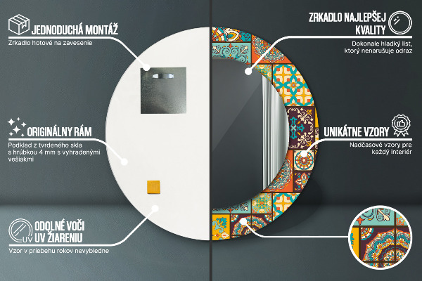 Kerek tükör fali dísz Arab minta