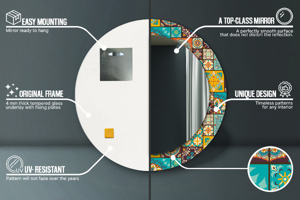 Kerek tükör fali dísz Arab minta