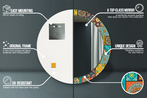 Kerek tükör fali dísz Arab minta