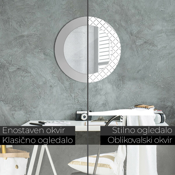 Kerek tükör keret nyomtatással Keresztirányú vonalak