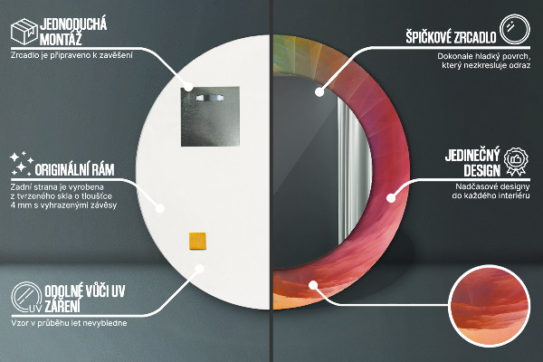 Kerek tükör nyomtatott kerettel Hipnotikus spirál