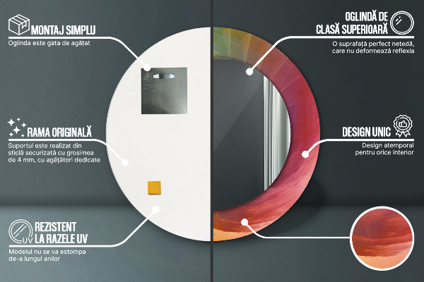 Kerek tükör nyomtatott kerettel Hipnotikus spirál