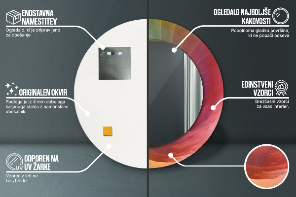 Kerek tükör nyomtatott kerettel Hipnotikus spirál