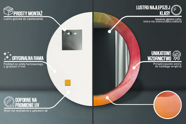 Kerek tükör nyomtatott kerettel Hipnotikus spirál