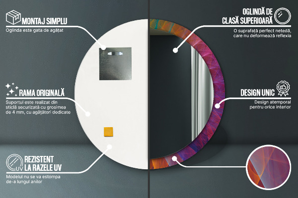 Kerek tükör nyomtatott kerettel Hipnotikus spirál