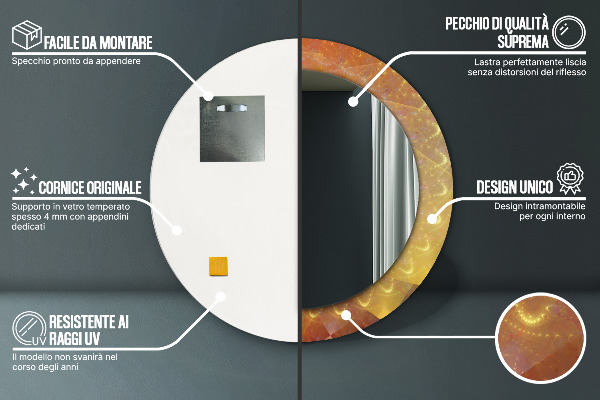 Kerek dísztükör Spirális absztrakció