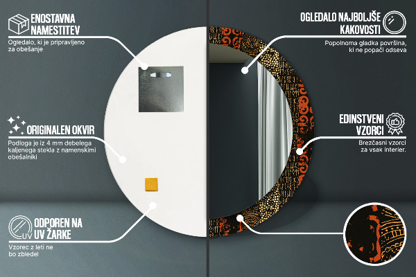 Kerek díszes tükör Grunge absztrakt minta