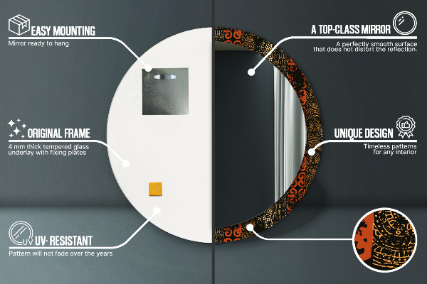 Kerek díszes tükör Grunge absztrakt minta