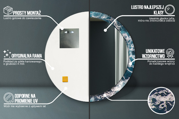 Kerek tükör díszítéssel Viharos tenger