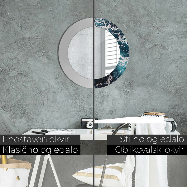 Kerek tükör díszítéssel Viharos tenger