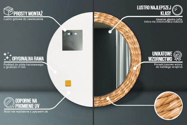 Kerek dísztükör Reed textúra