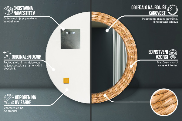 Kerek dísztükör Reed textúra