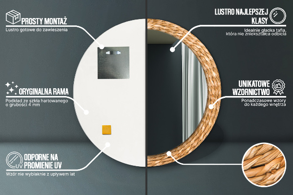 Kerek dísztükör Reed textúra