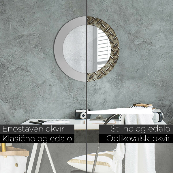 Kerek tükör fali dísz Acél textúra