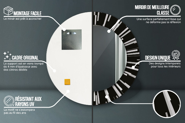 Kerek tükör keret nyomtatással Ragyogó kompozíció