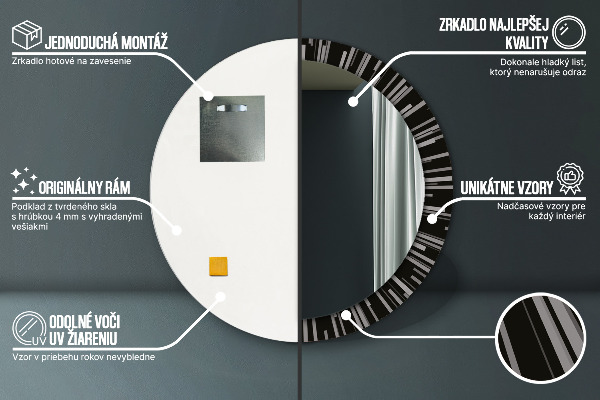 Kerek tükör keret nyomtatással Ragyogó kompozíció