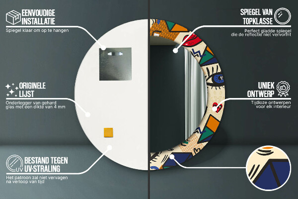 Kerek tükör nyomtatott kerettel Pop art stílus