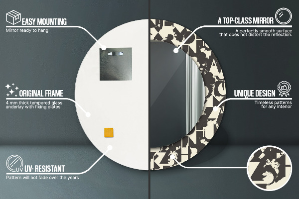 Kerek díszes tükör Absztrakt tipográfia