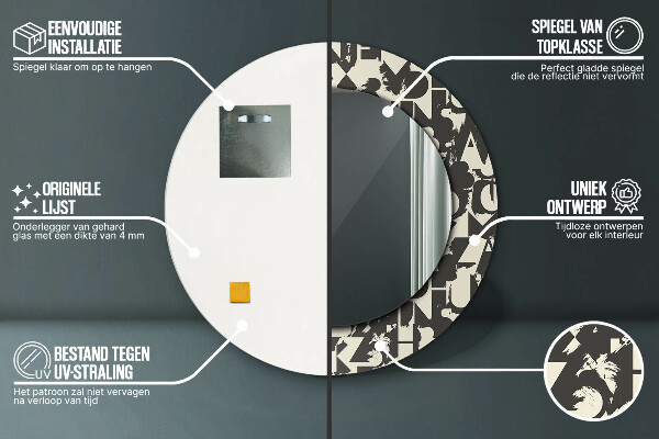 Kerek díszes tükör Absztrakt tipográfia