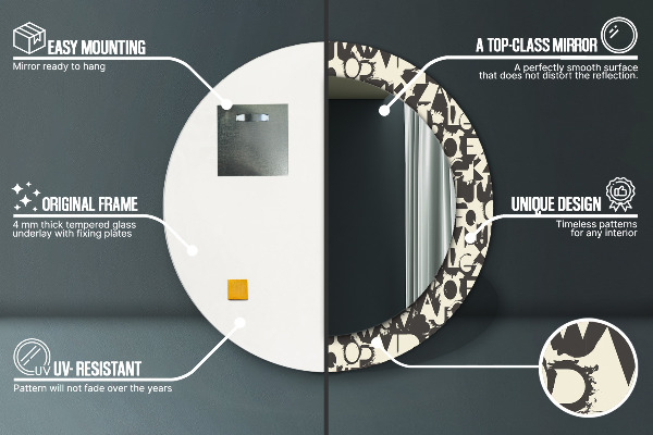 Kerek díszes tükör Absztrakt tipográfia