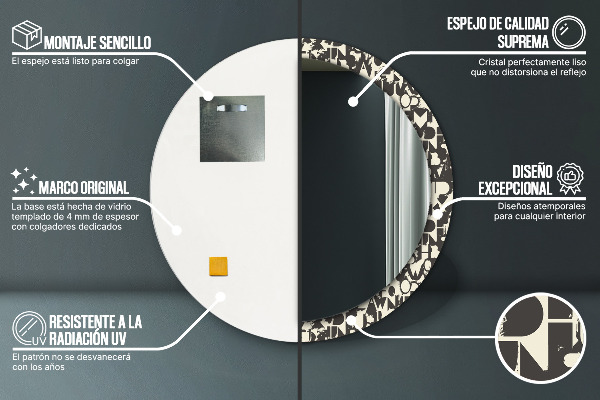 Kerek díszes tükör Absztrakt tipográfia