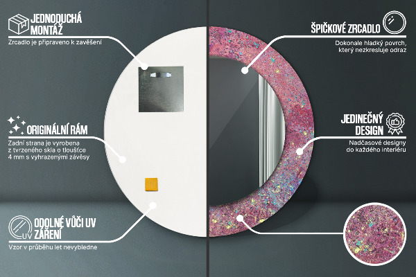 Kerek tükör díszítéssel A színek fesztiválja