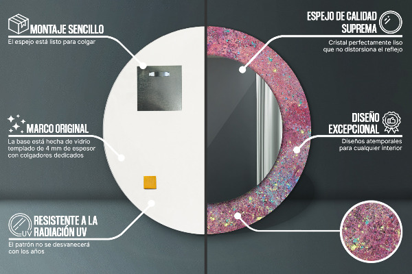 Kerek tükör díszítéssel A színek fesztiválja