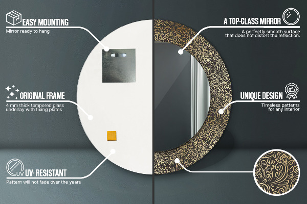 Kerek tükör fali dísz Arany díszek