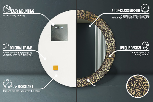 Kerek tükör fali dísz Arany díszek