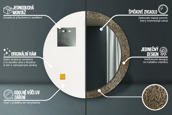 Kerek tükör fali dísz Arany díszek