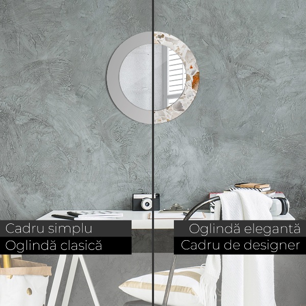 Kerek tükör keret nyomtatással Terrazzo háttér