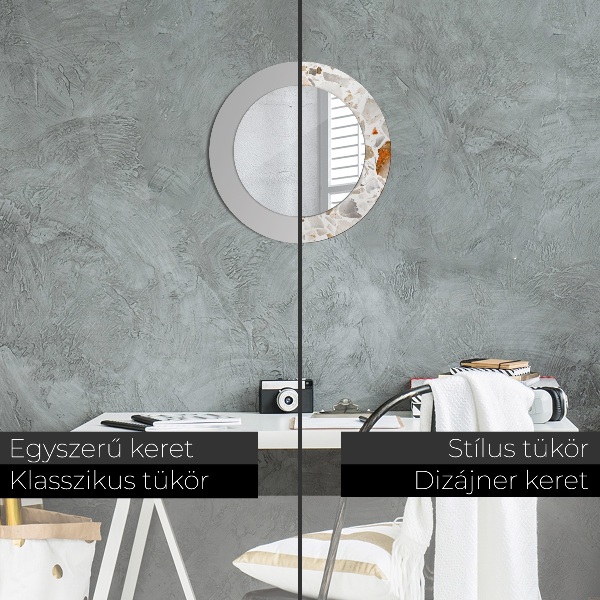 Kerek tükör keret nyomtatással Terrazzo háttér