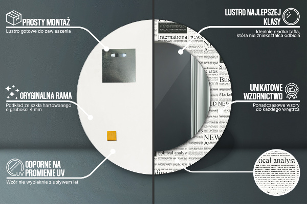 Kerek díszes tükör Minta újságokból