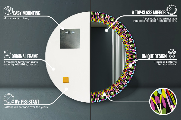 Kerek tükör díszítéssel Pszichedelikus mandala minta