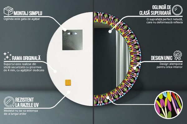 Kerek tükör díszítéssel Pszichedelikus mandala minta