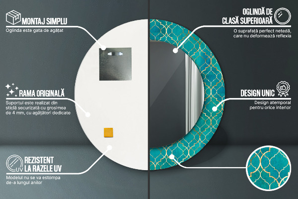 Kerek dísztükör Zöld és arany kompozíció