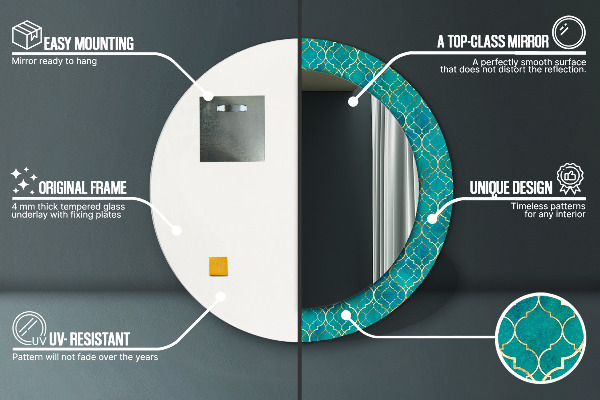 Kerek dísztükör Zöld és arany kompozíció