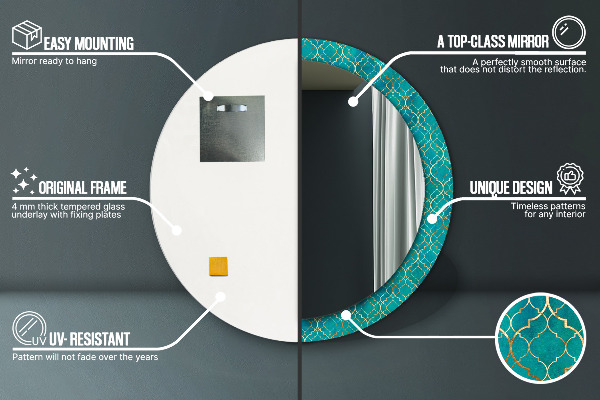 Kerek dísztükör Zöld és arany kompozíció