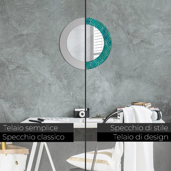 Kerek dísztükör Zöld és arany kompozíció