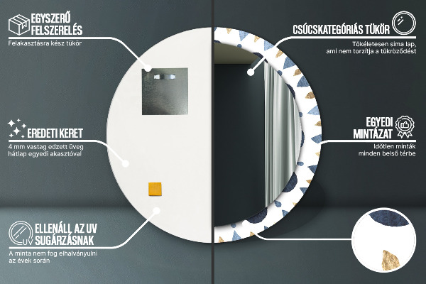 Kerek díszes tükör Hold mandala