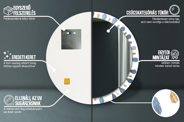 Kerek díszes tükör Hold mandala