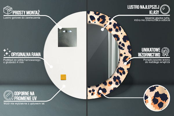 Kerek tükör fali dísz Vad mintás