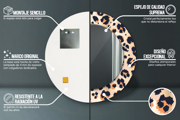 Kerek tükör fali dísz Vad mintás