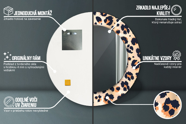 Kerek tükör fali dísz Vad mintás