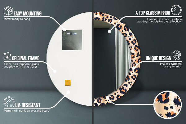 Kerek tükör fali dísz Vad mintás